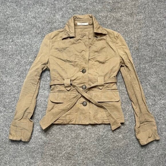 Ciu Ciu Jackets & Blazers - Ciu Ciu Womens Military Jacket Beige Khaki Tan Buttons Belted 1